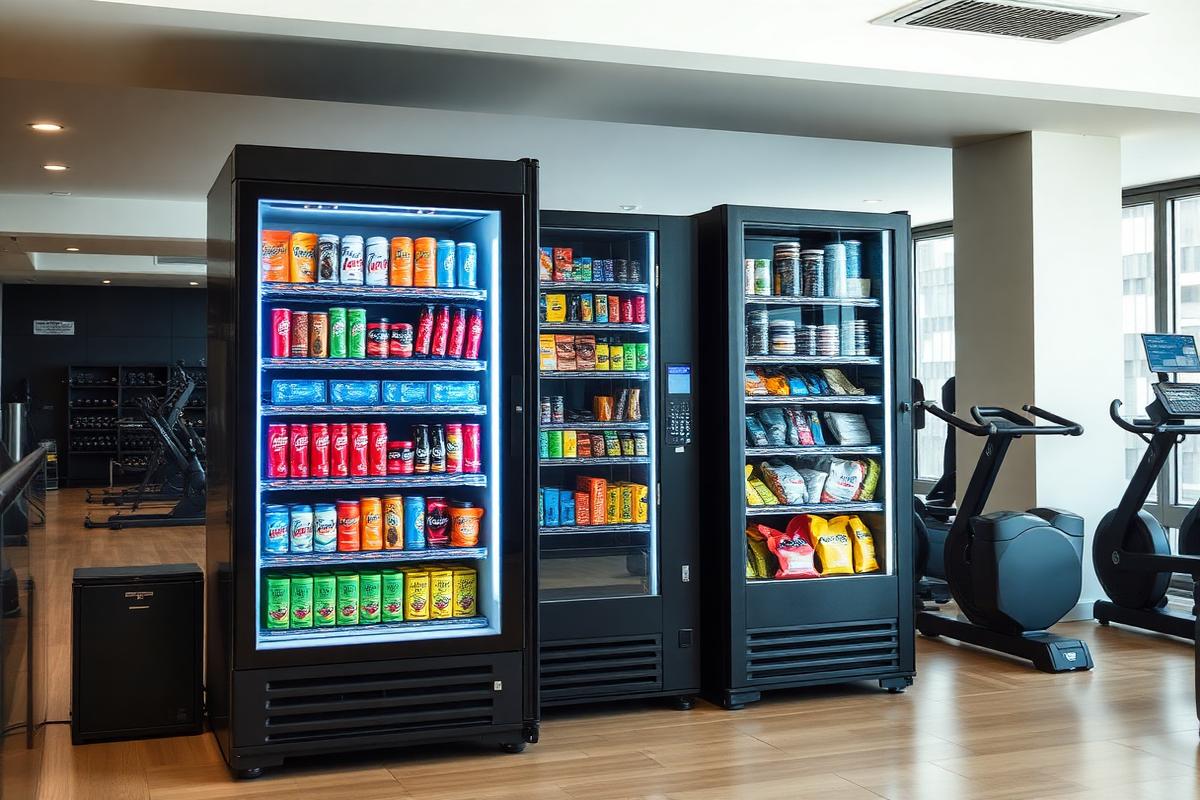 Vending machines in a gym lobby