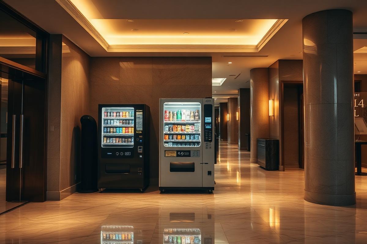 Vending machines in a residential lobby
